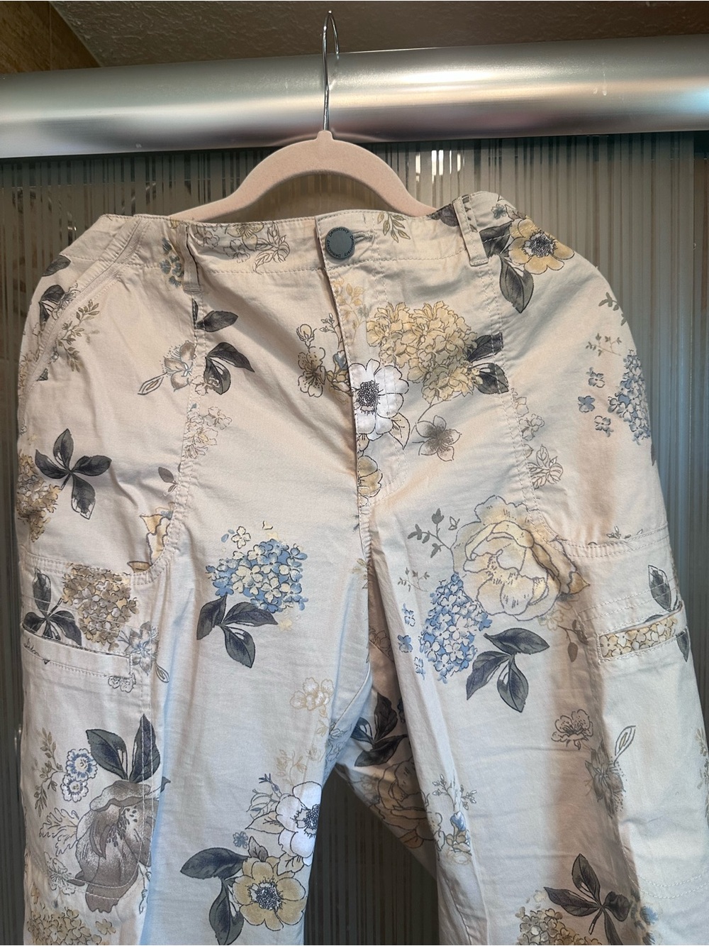 Democracy Cream Floral Cargo Pants